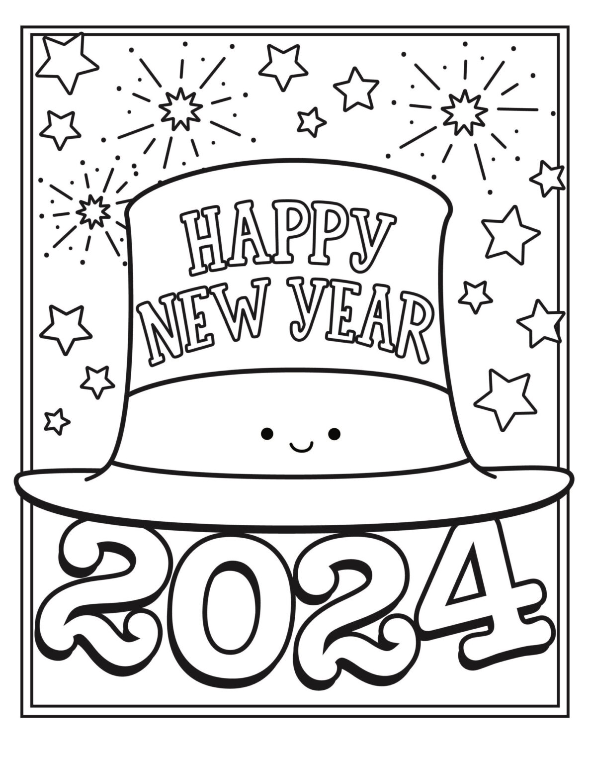 28 Happy New Year 2024 Coloring Pages