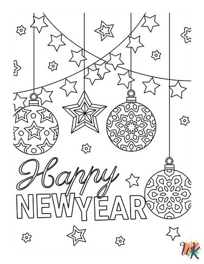 free printable Happy New Year 2024 coloring pages