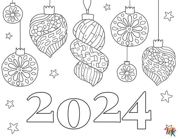 Happy New Year 2024 coloring pages printable