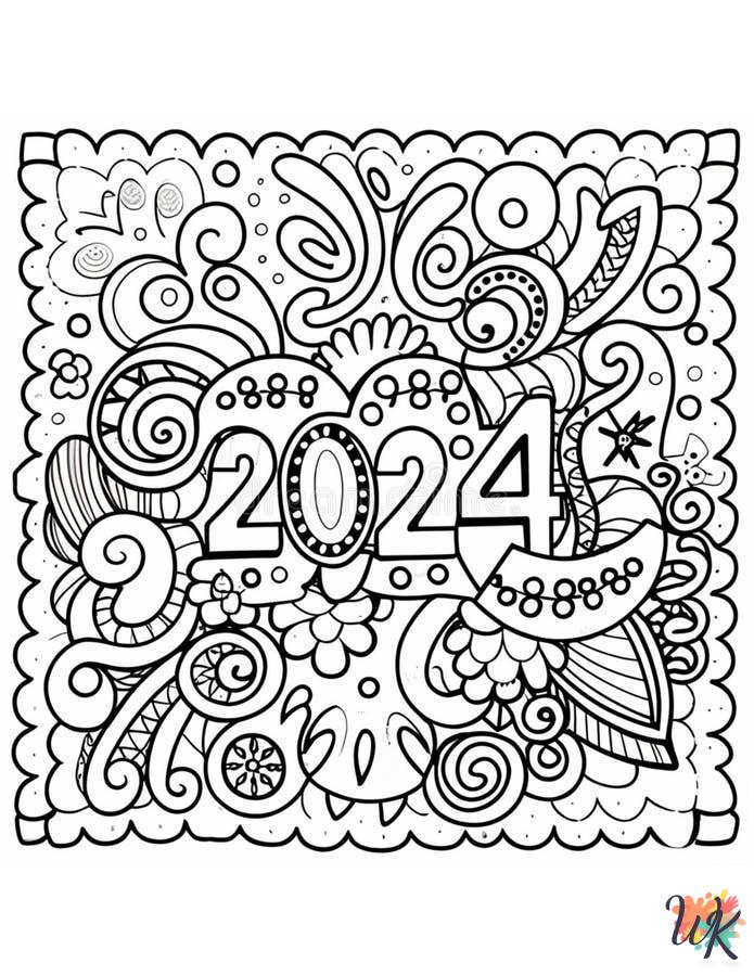 coloring pages Happy New Year 2024