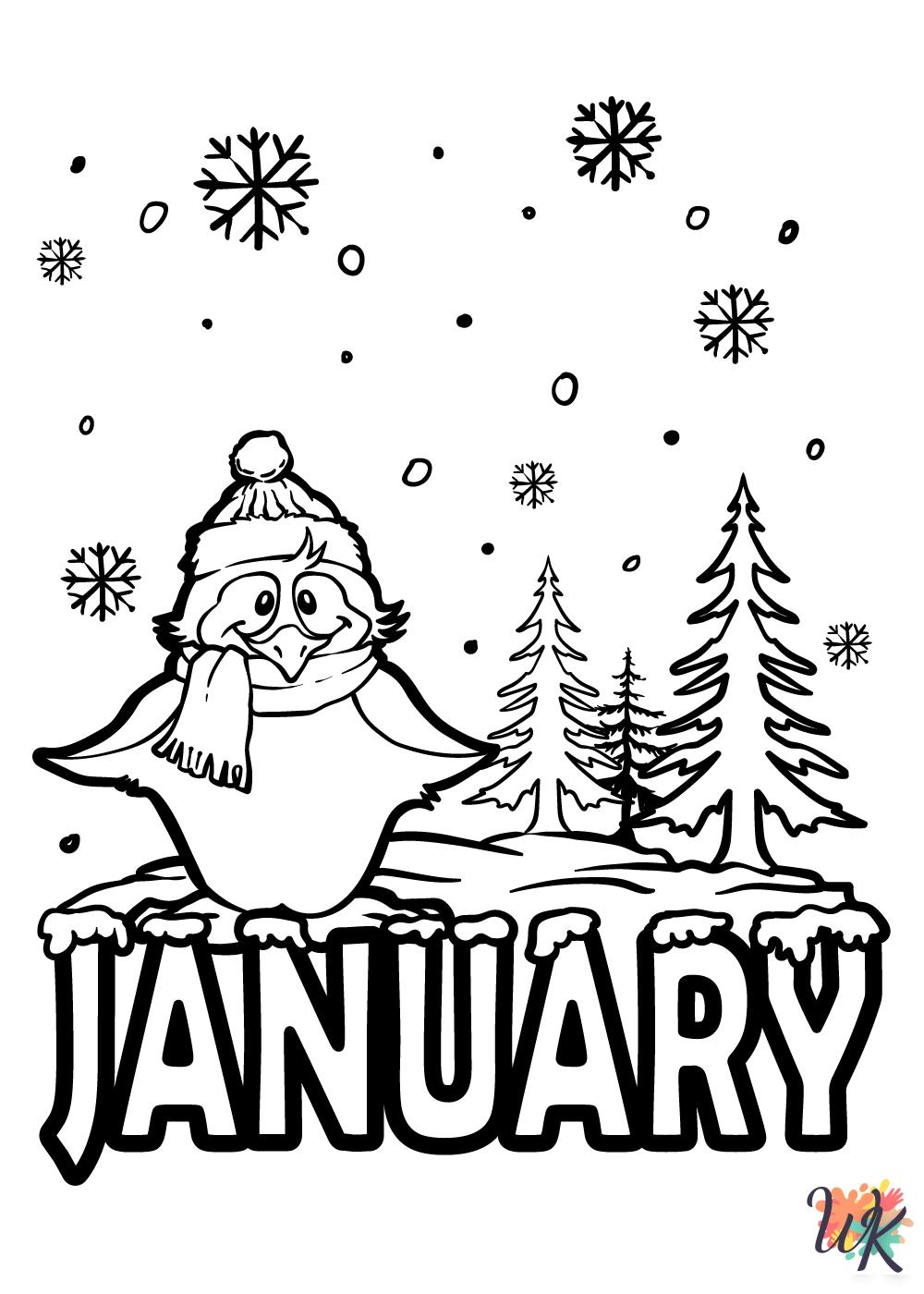 free full size printable January coloring pages for adults pdf