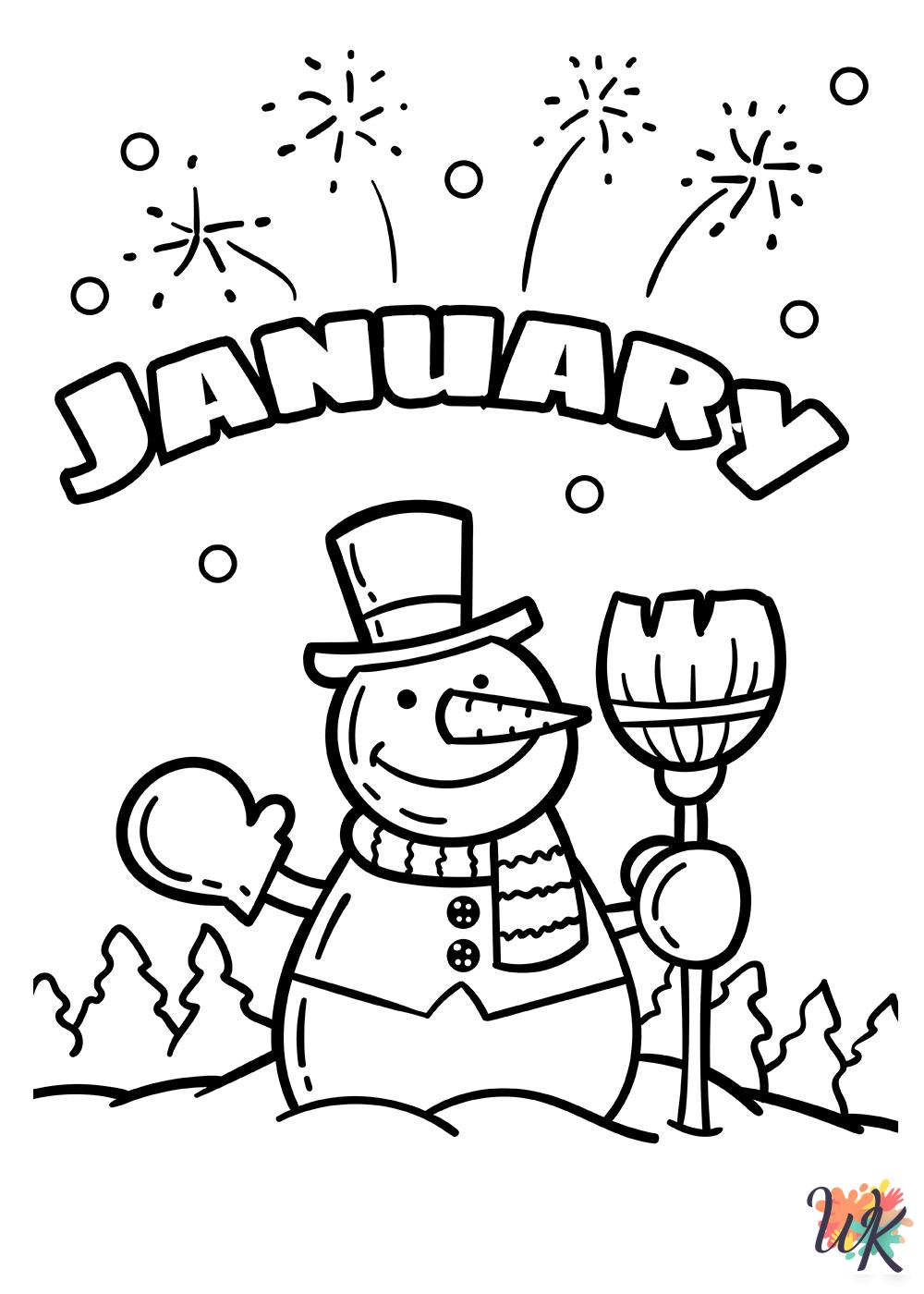 free adult January coloring pages