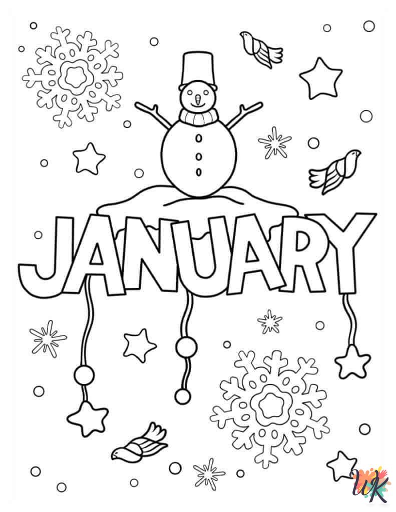 vintage January coloring pages