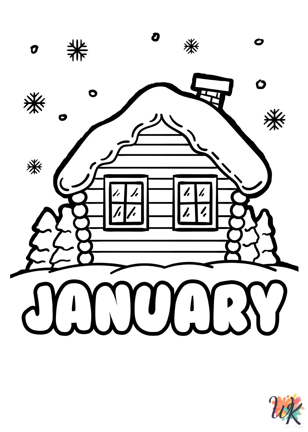 January decorations coloring pages