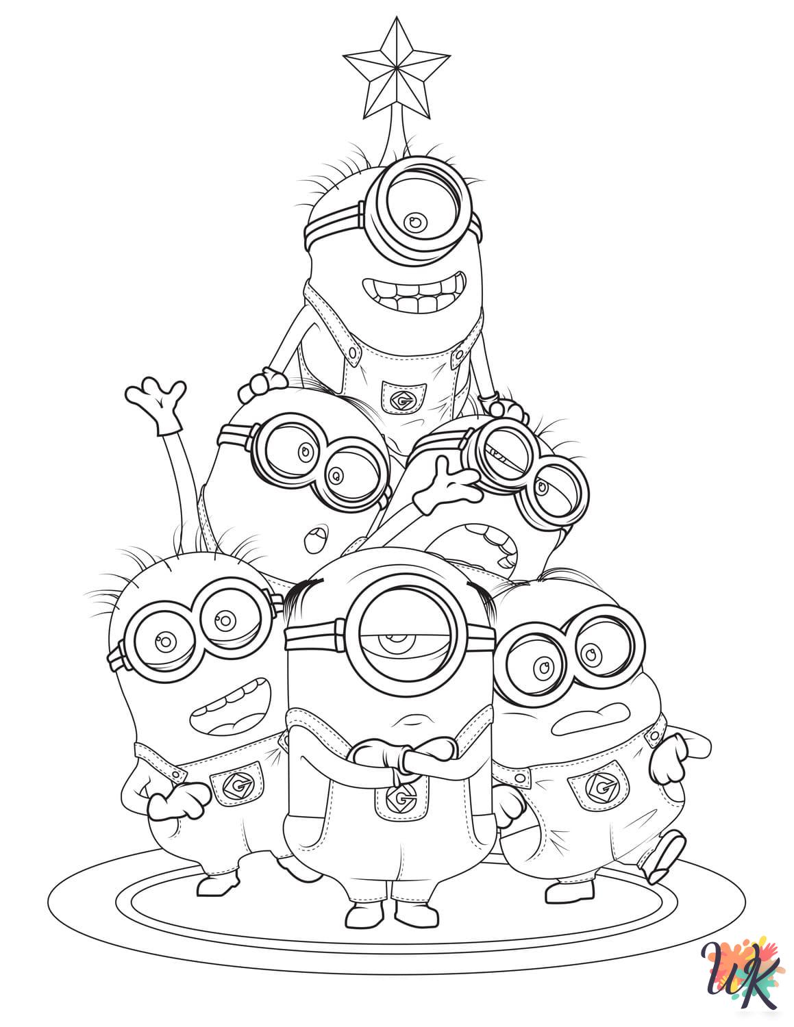 Minion Christmas themed coloring pages