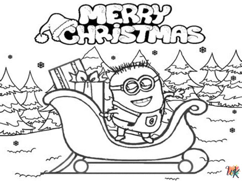 Minion Christmas coloring pages free