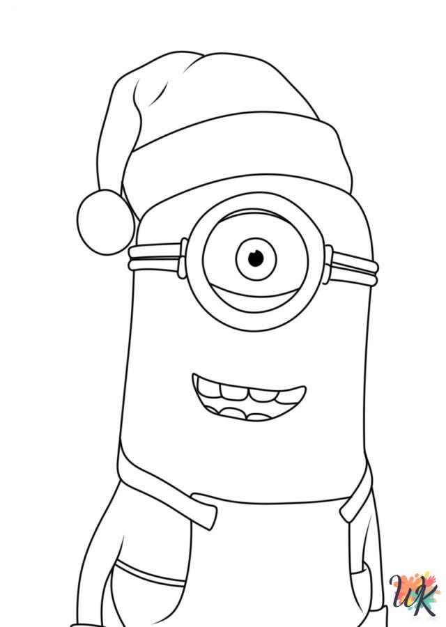 free full size printable Minion Christmas coloring pages for adults pdf