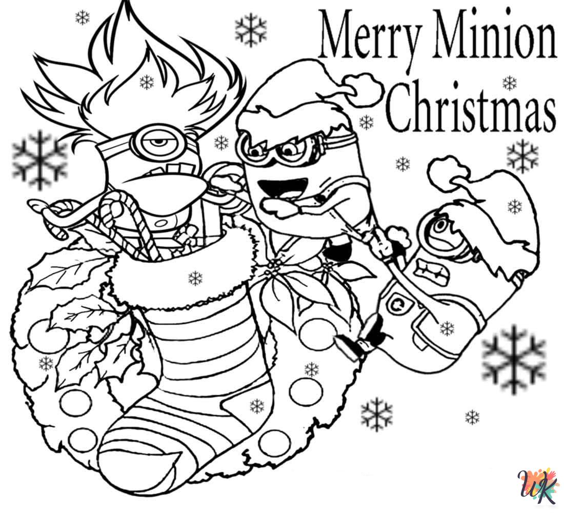 Minion Christmas coloring pages easy