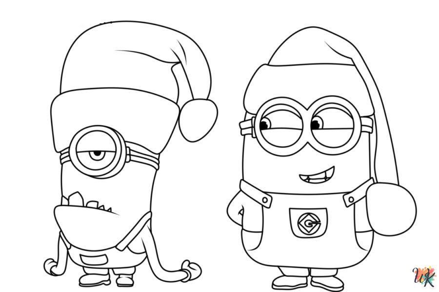 free printable Minion Christmas coloring pages