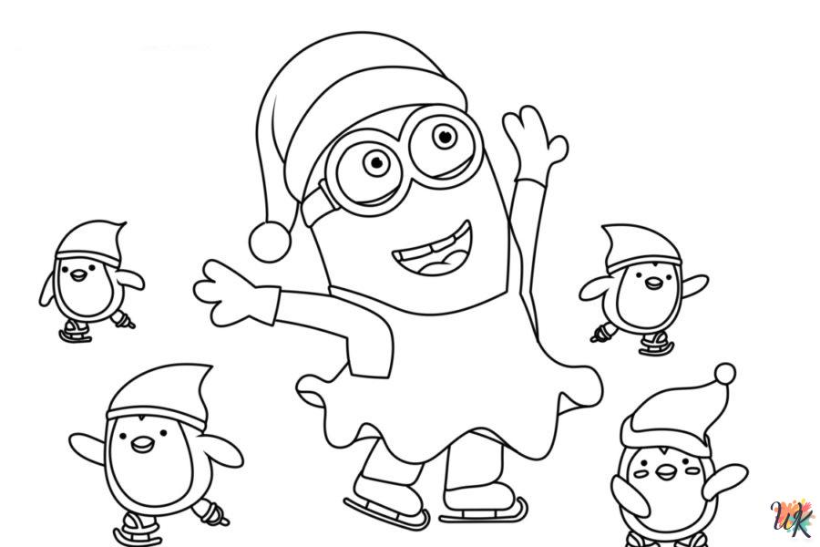 old-fashioned Minion Christmas coloring pages