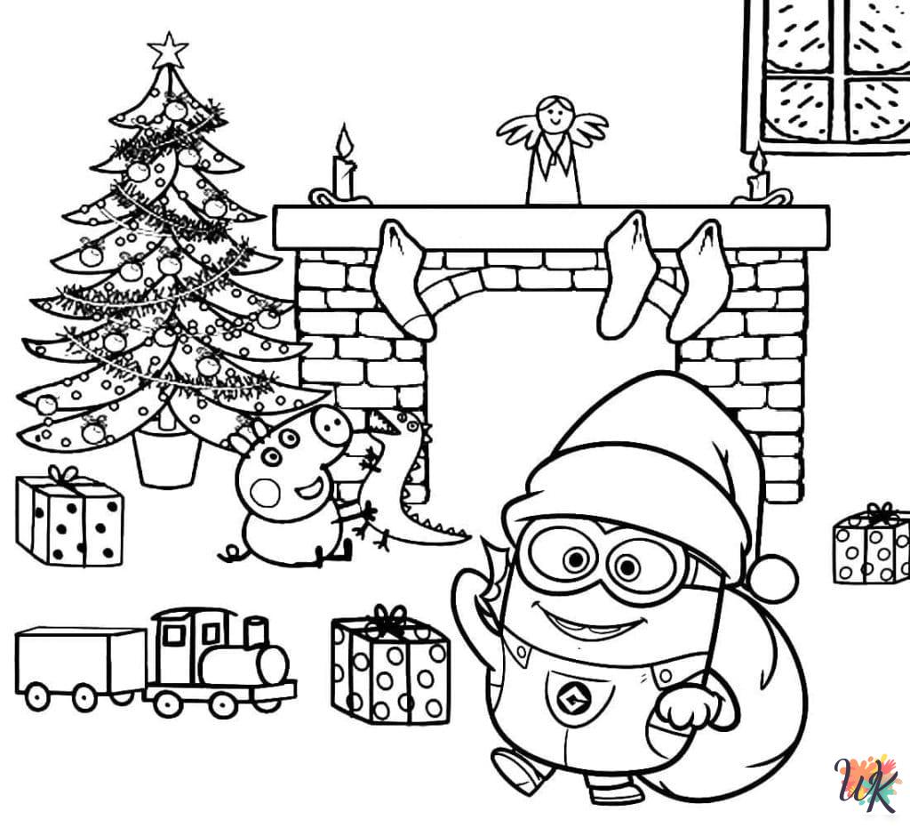 Minion Christmas coloring pages for adults easy