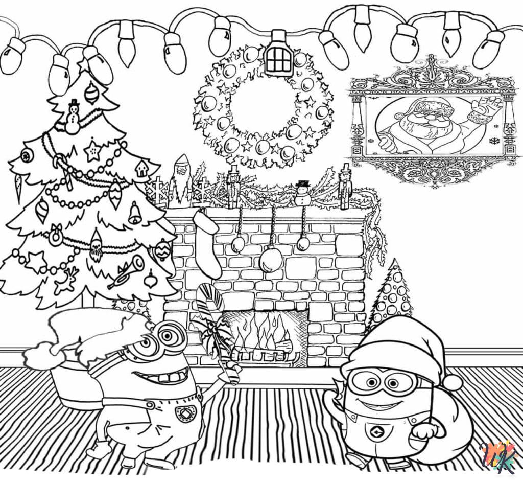 Minion Christmas coloring pages for kids