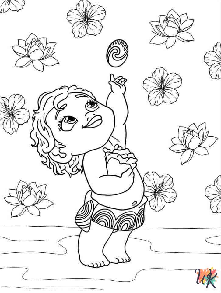 Moana themed coloring pages