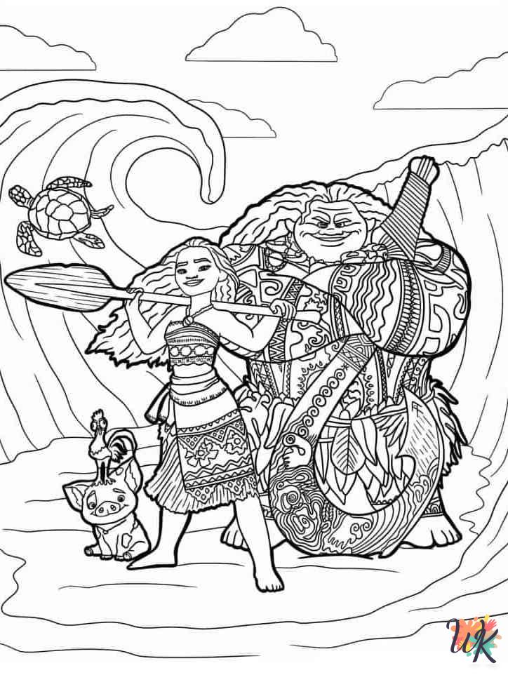 free full size printable Moana coloring pages for adults pdf
