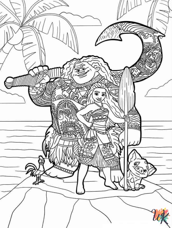 free adult Moana coloring pages