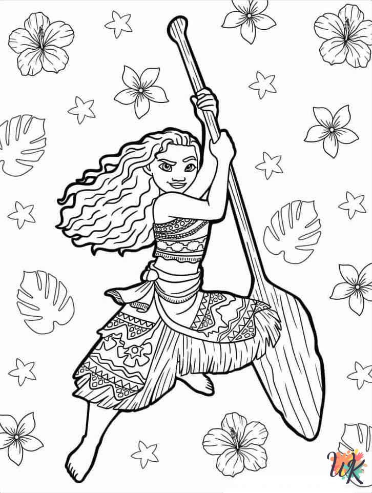 vintage Moana coloring pages