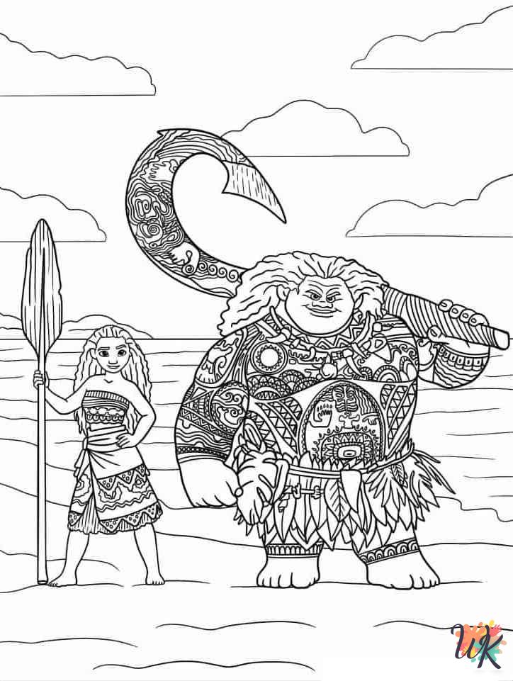easy cute Moana coloring pages