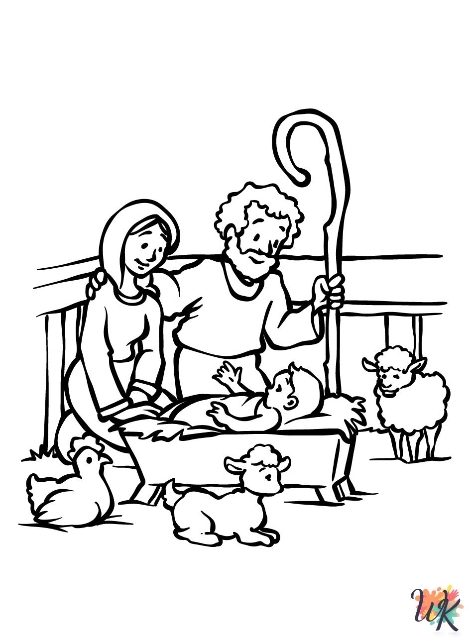 vintage Nativity coloring pages