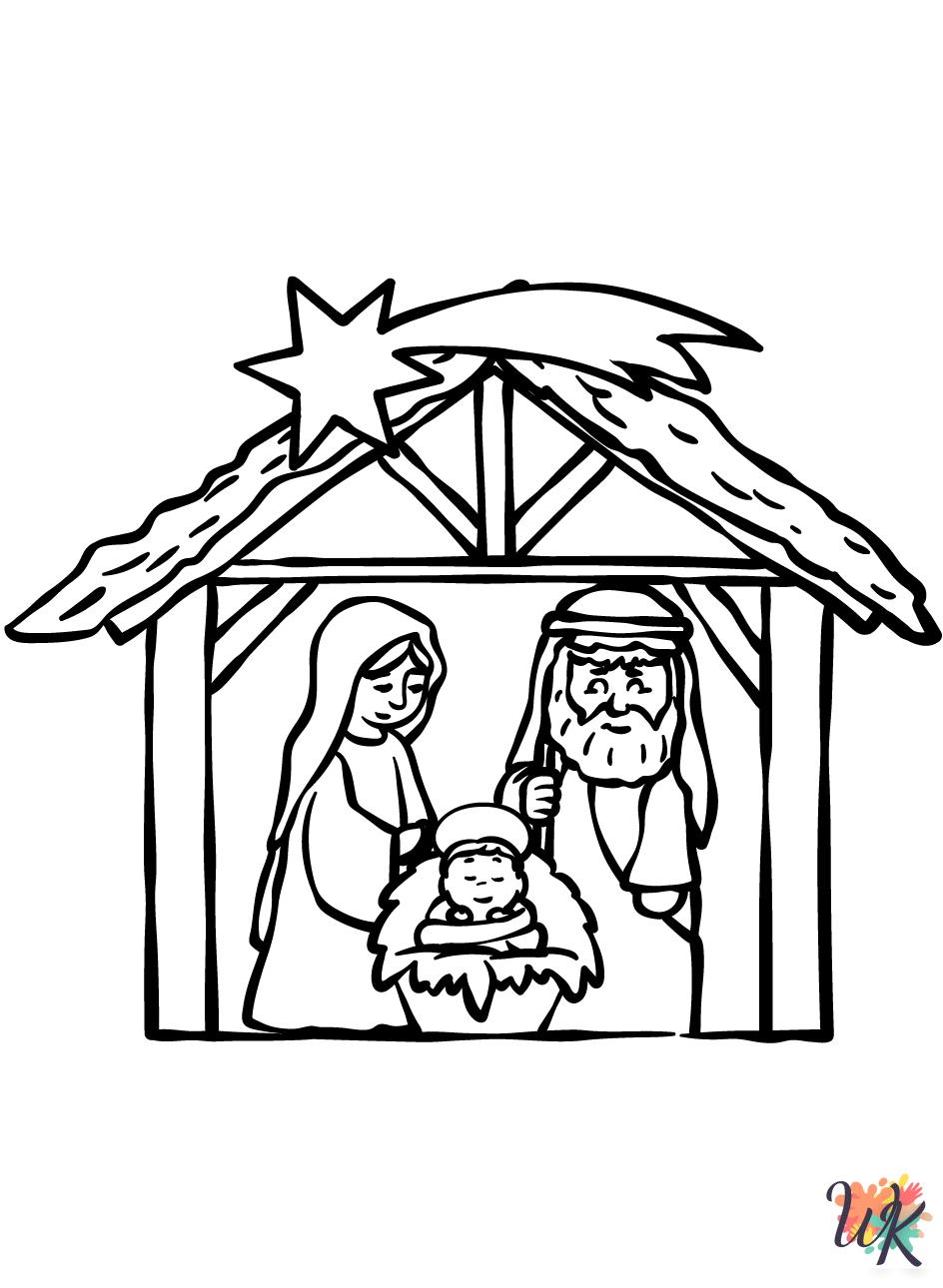 easy cute Nativity coloring pages