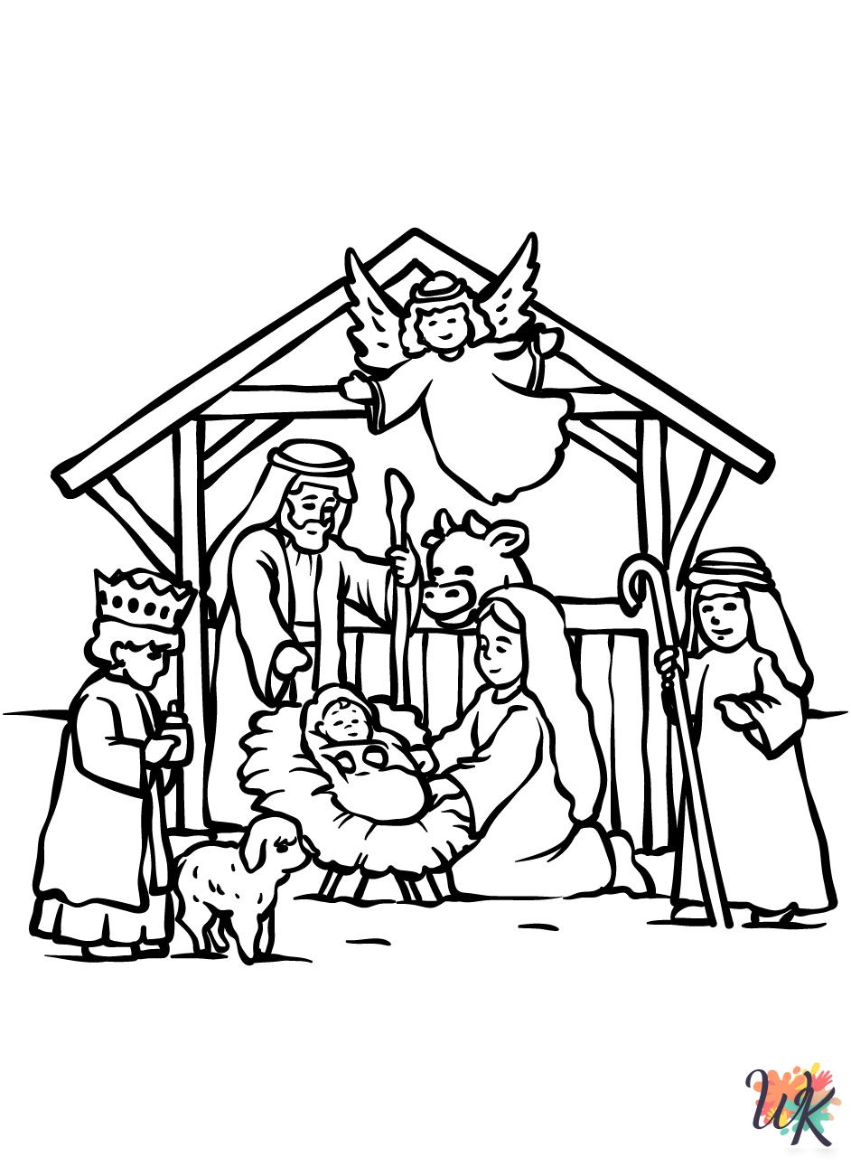 free printable Nativity coloring pages for adults
