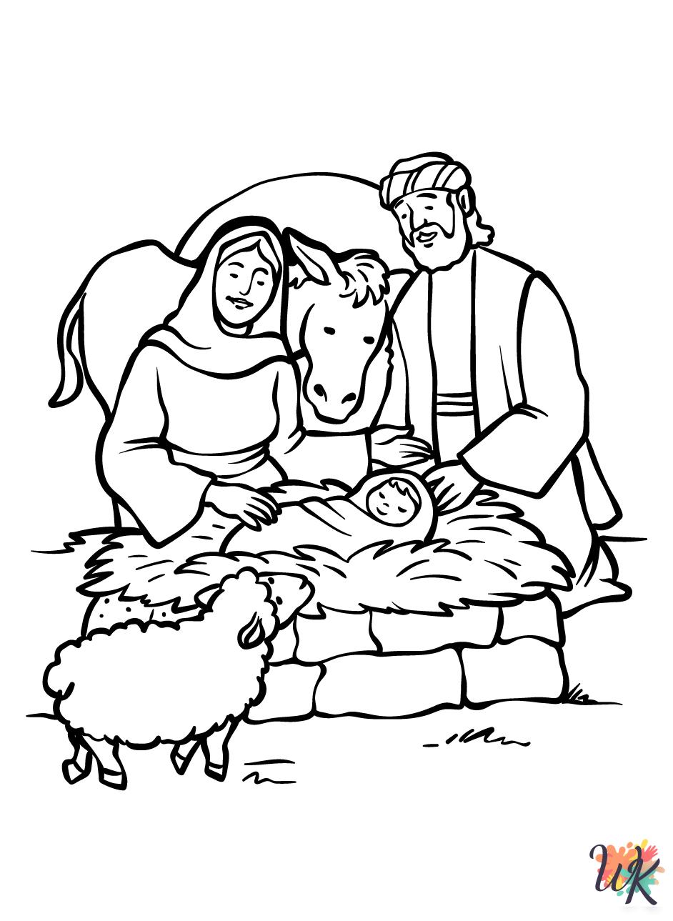 easy Nativity coloring pages
