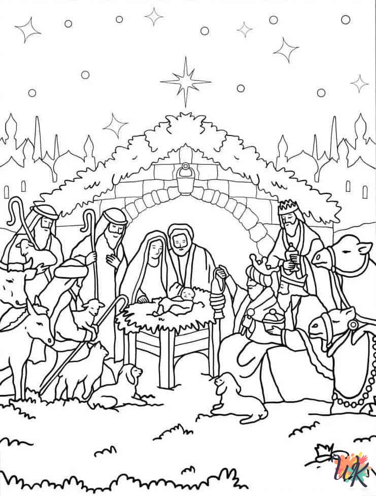 free full size printable Nativity coloring pages for adults pdf