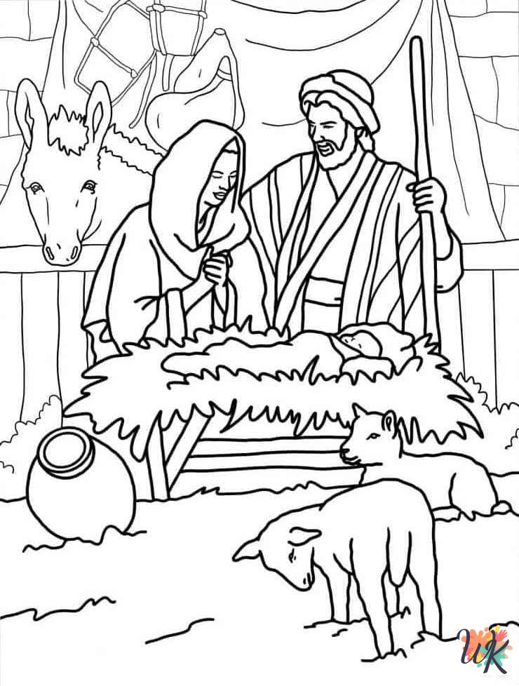 Nativity coloring pages easy