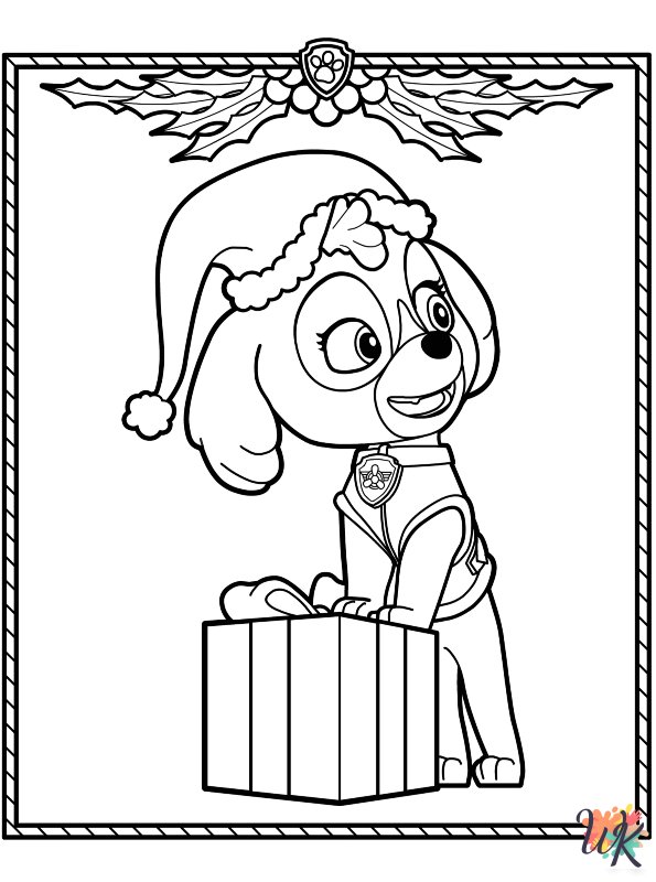 detailed Paw Patrol Christmas coloring pages