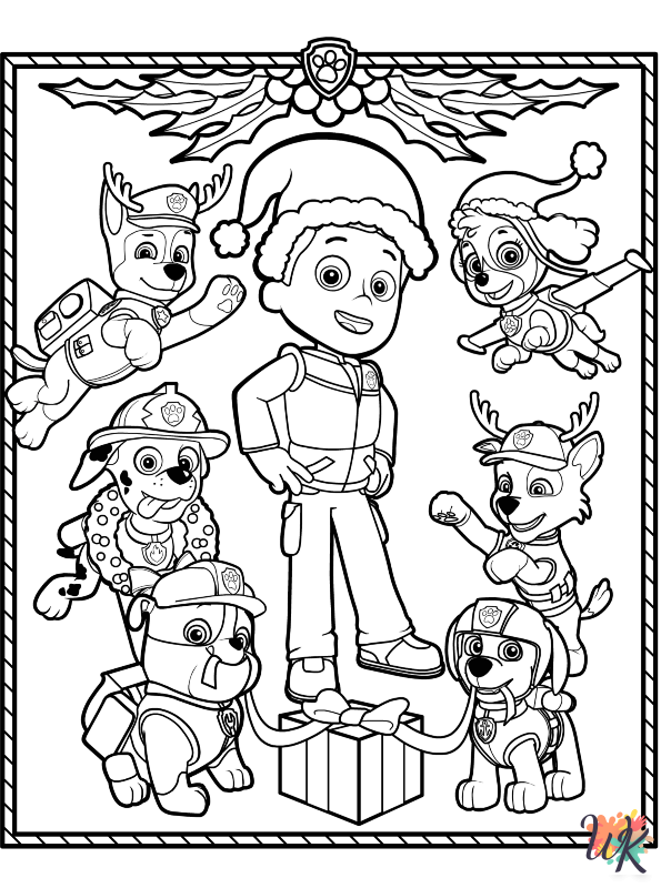 Paw Patrol Christmas ornament coloring pages