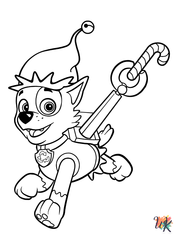 easy Paw Patrol Christmas coloring pages