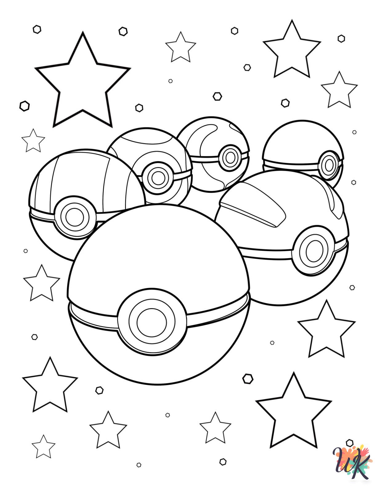 detailed Pokeball coloring pages for adults