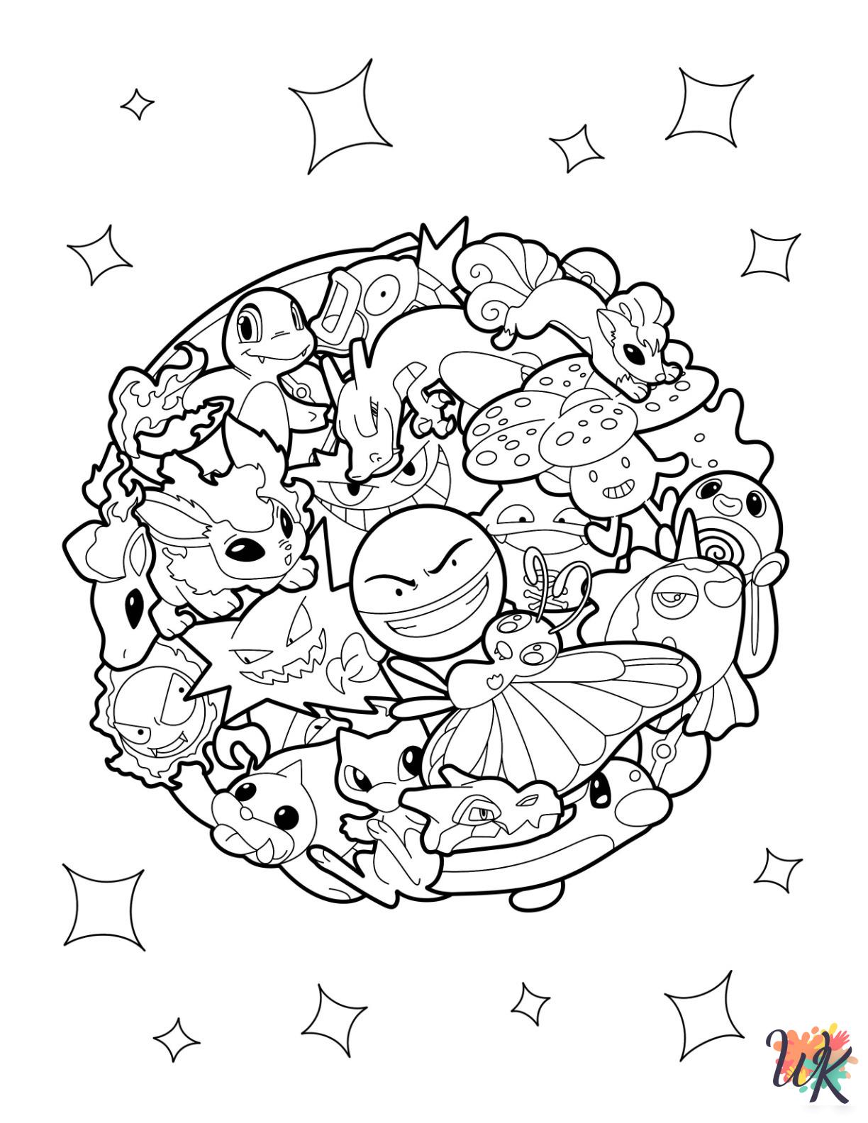 easy cute Pokeball coloring pages