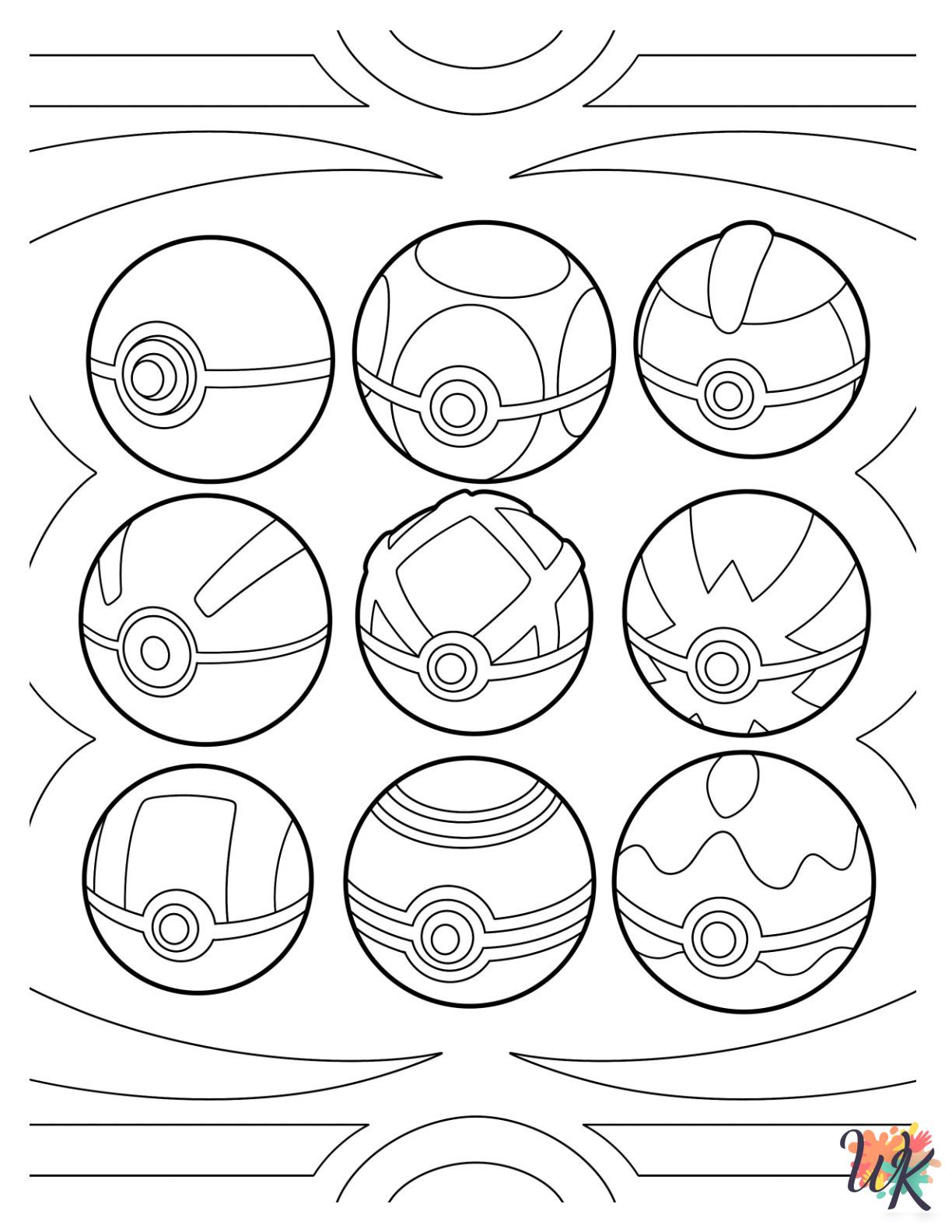 detailed Pokeball coloring pages for adults
