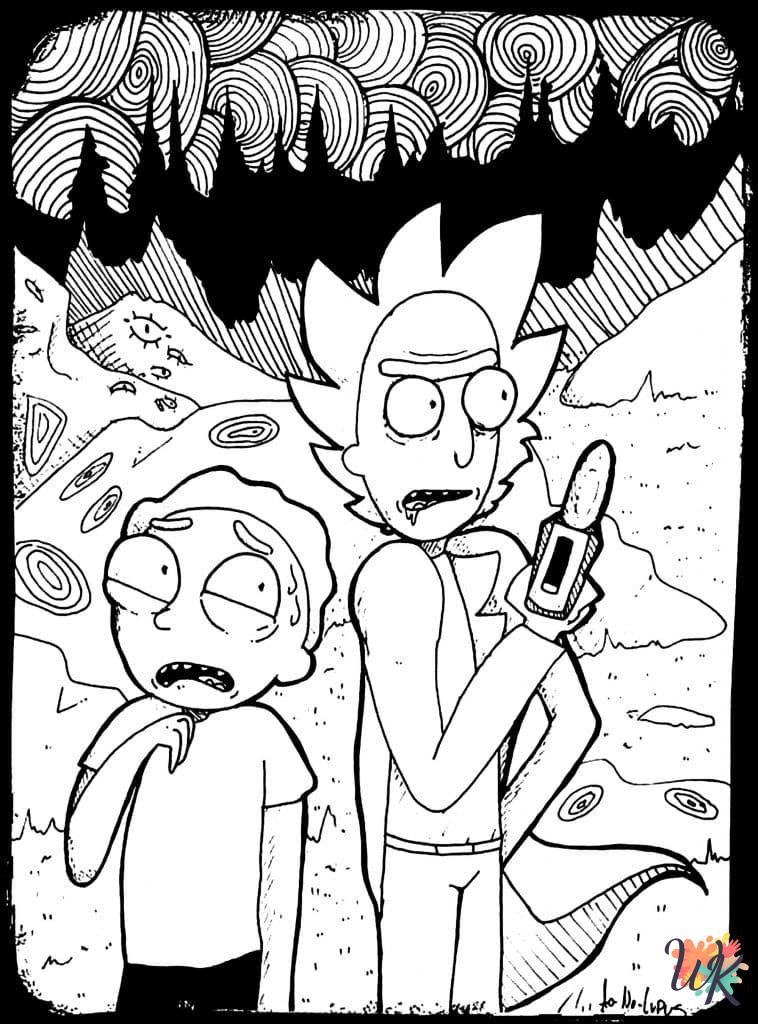 detailed Rick and Morty coloring pages