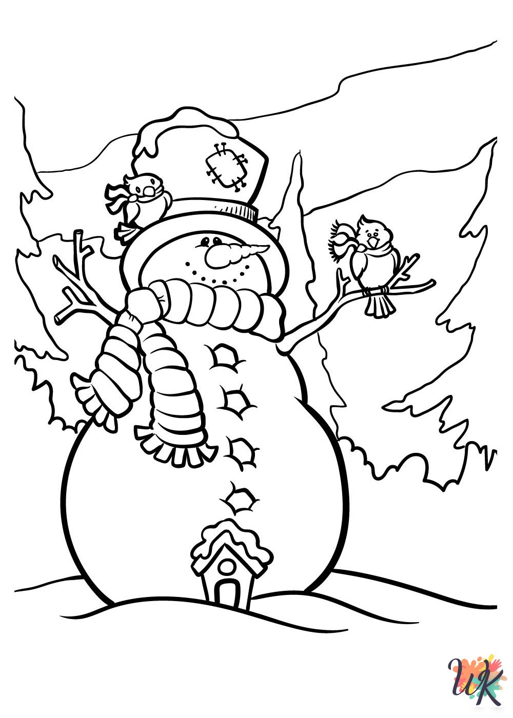 free Snowman tree coloring pages
