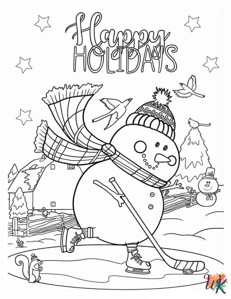 kawaii cute Snowman coloring pages