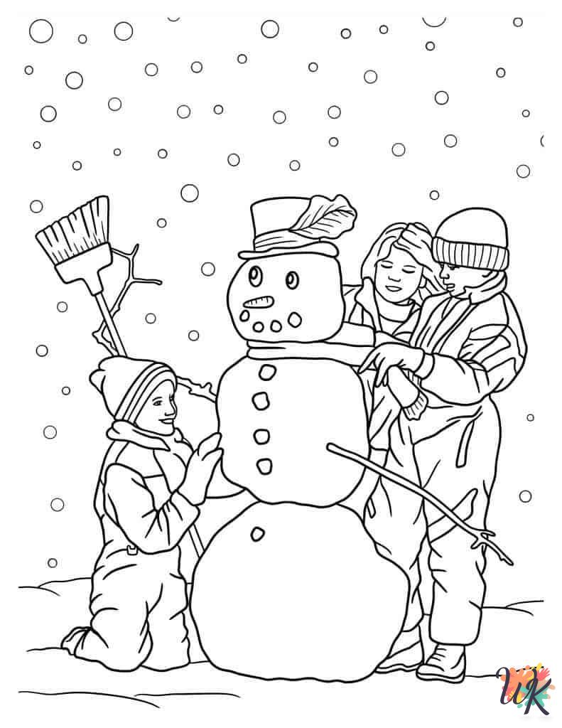detailed Snowman coloring pages for adults