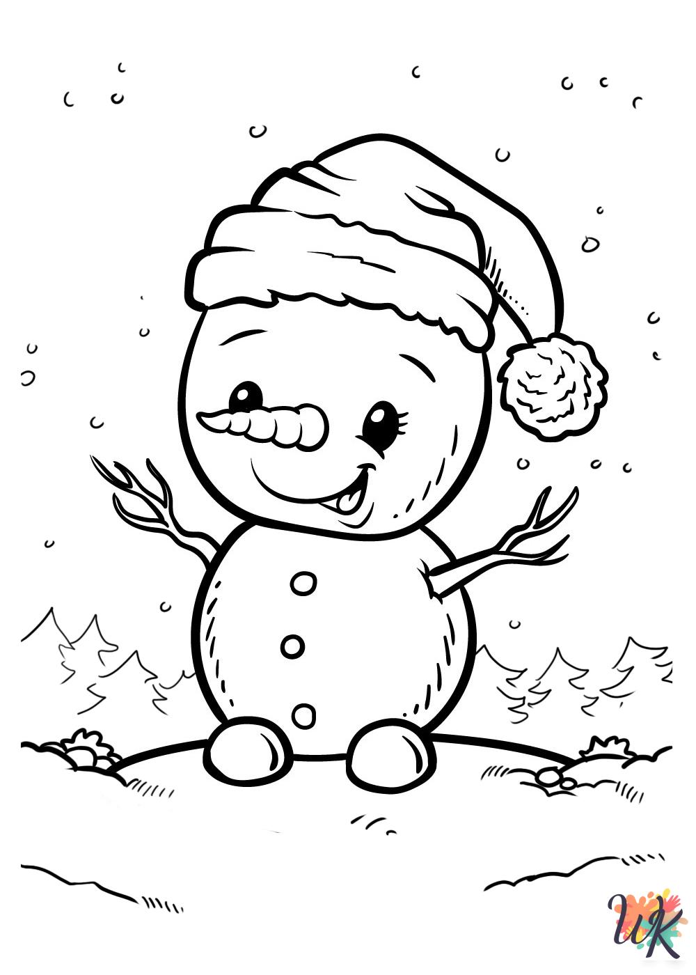 Snowman coloring pages for adults easy