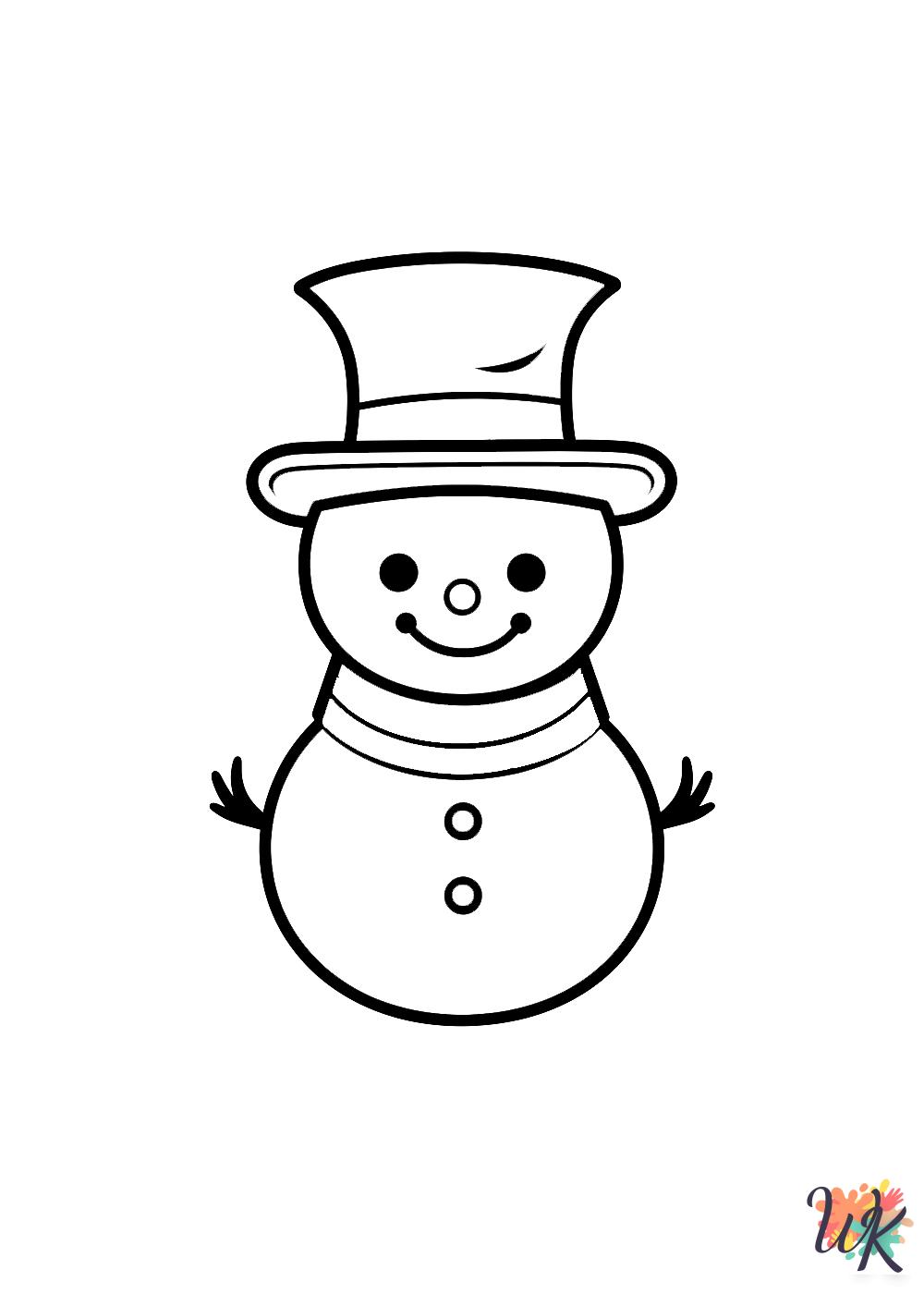 kawaii cute Snowman coloring pages