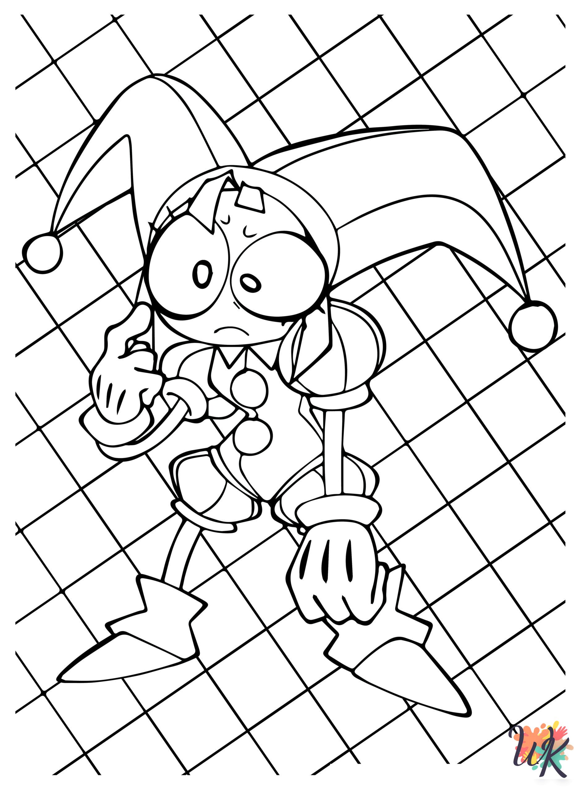 free full size printable The Amazing Digital Circus coloring pages for adults pdf