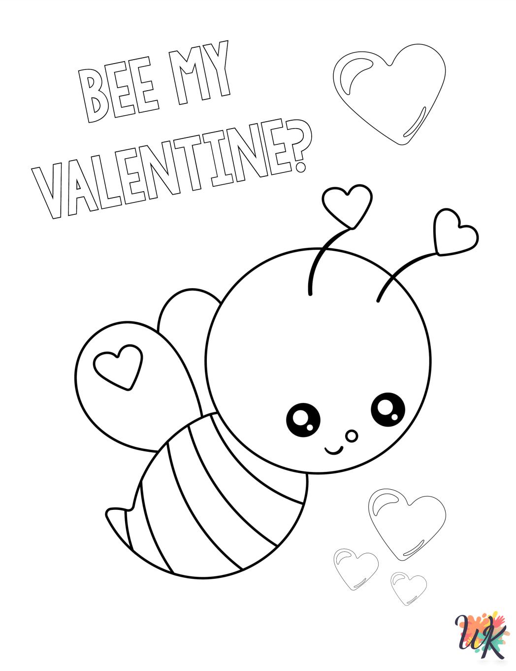 free full size printable Valentine's Day coloring pages for adults pdf