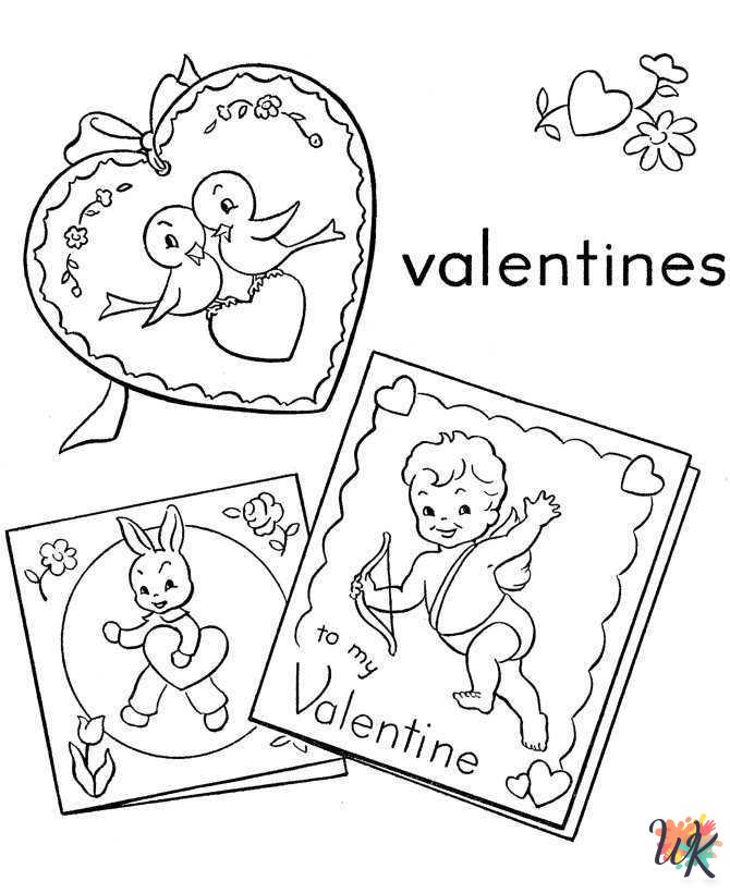 kawaii cute Valentine's Day coloring pages