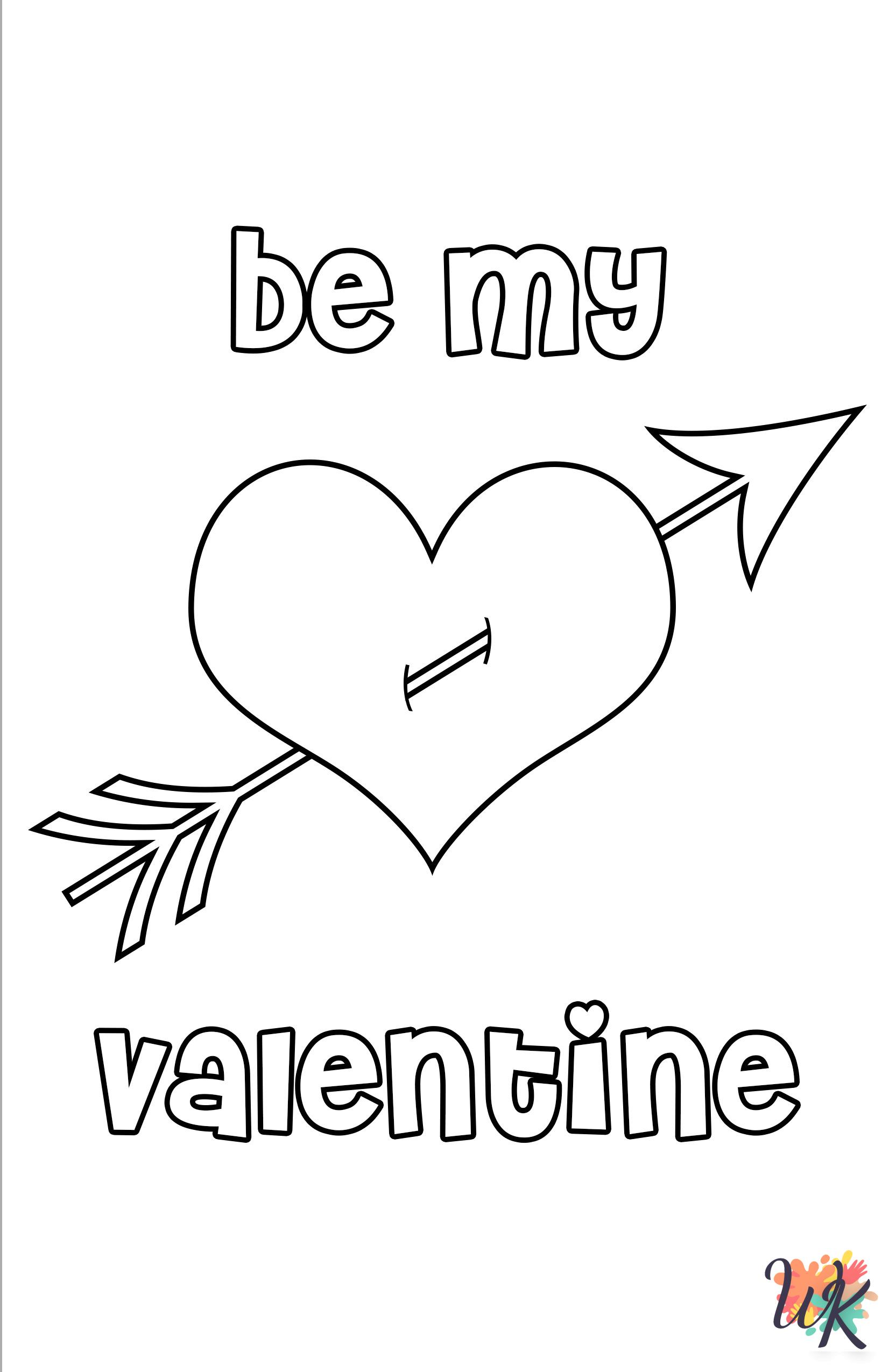 kawaii cute Valentine's Day coloring pages