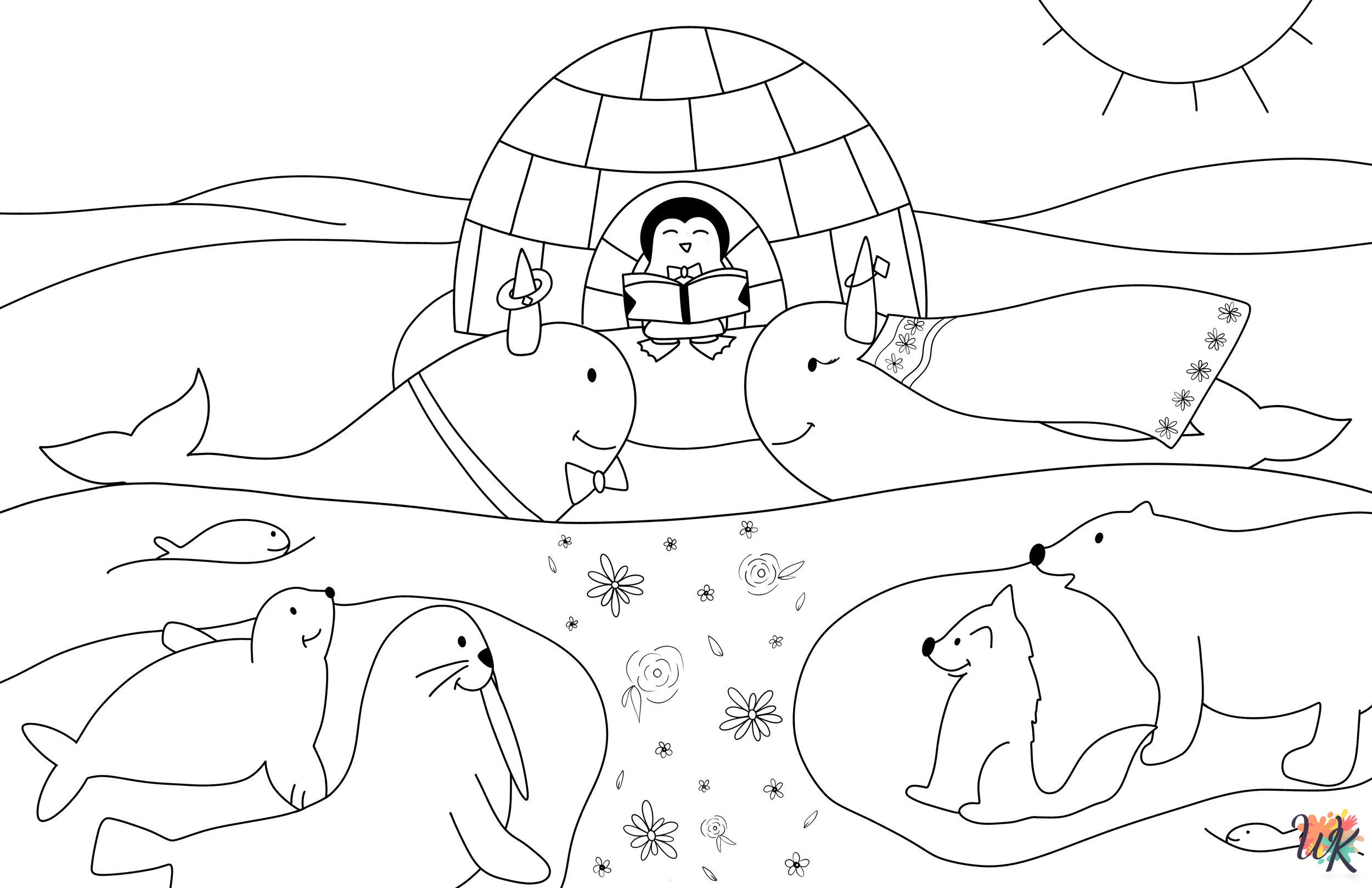 easy cute Arctic Animals coloring pages