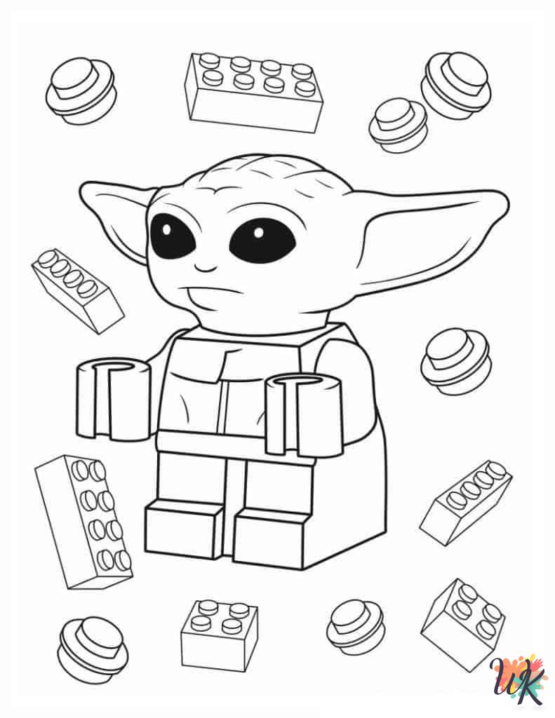 free coloring Baby Yoda pages