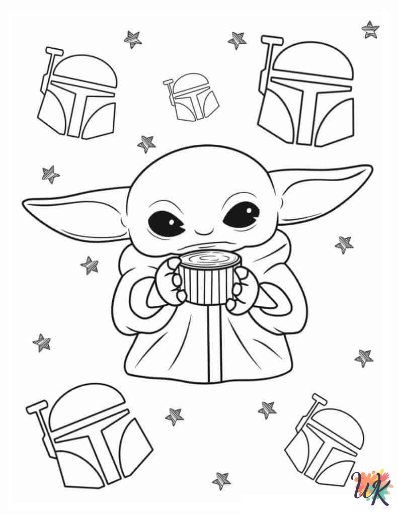 Baby Yoda ornaments coloring pages