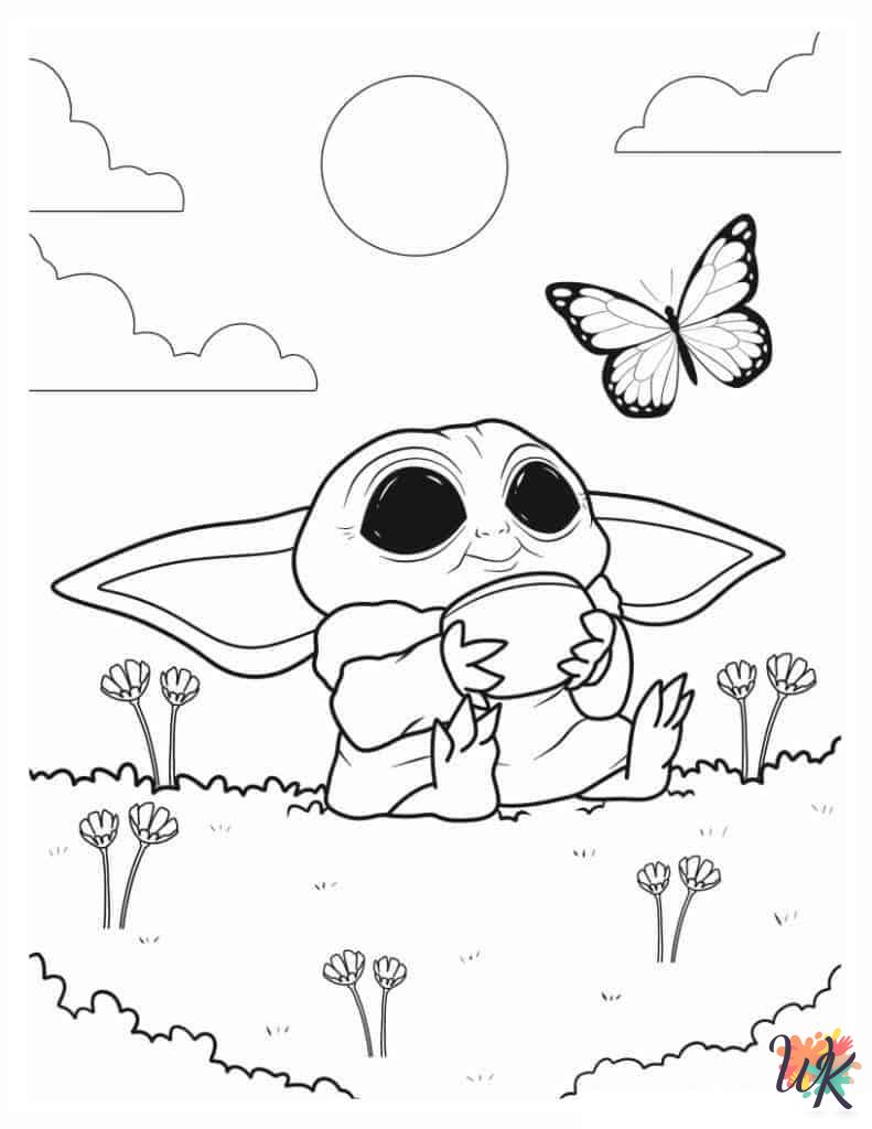 Baby Yoda ornament coloring pages