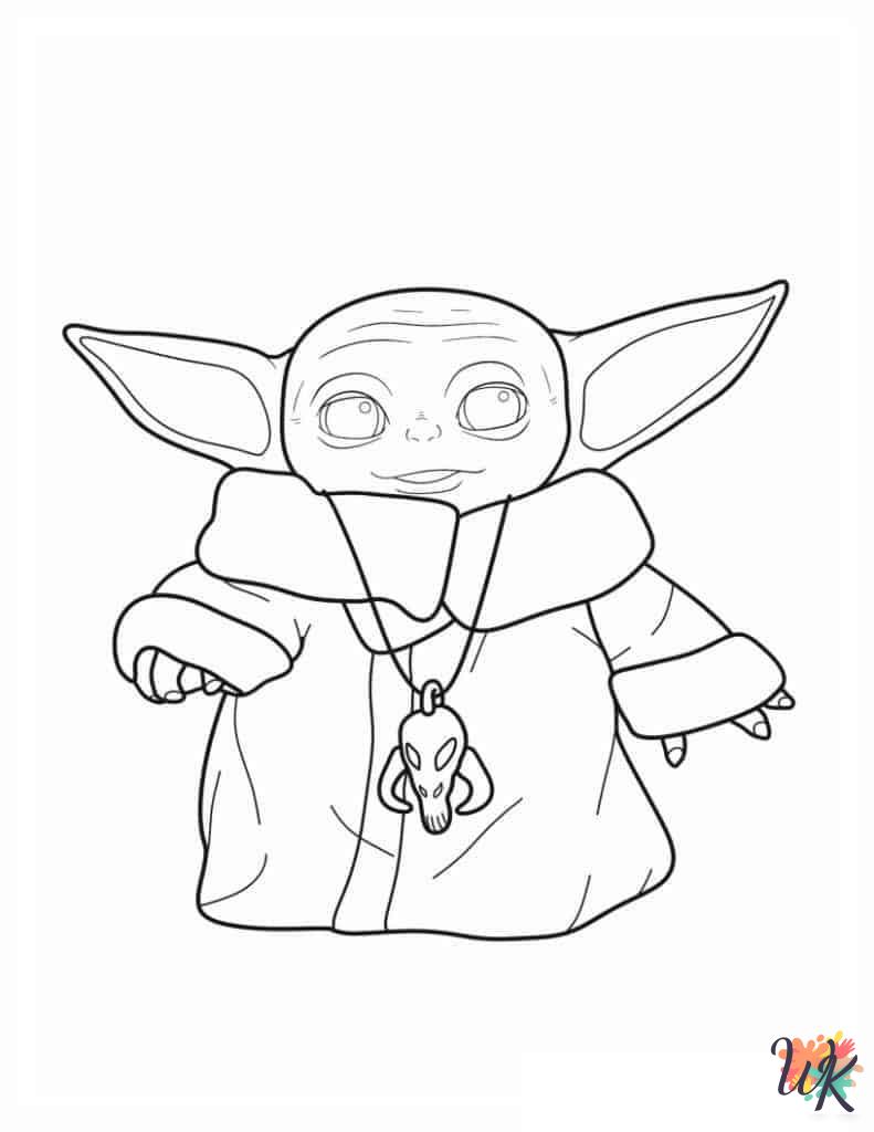 Baby Yoda cards coloring pages