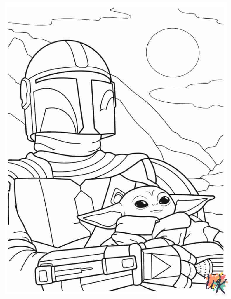 Baby Yoda adult coloring pages