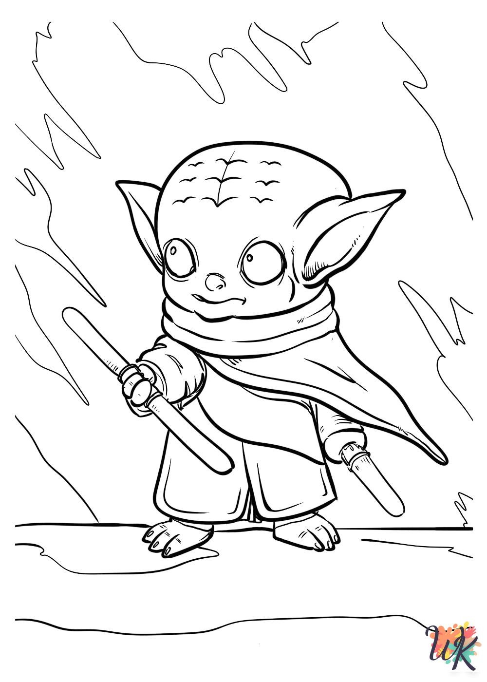 free adult Baby Yoda coloring pages